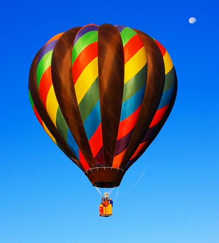 A hot air balloon in flight